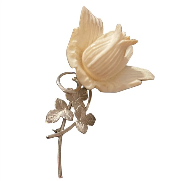 Vintage Jewelry - Vintage Boyd Bond Sterling silver & resin flower brooch